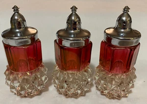 Indiana Glass Diamond Point Ruby Flash Salt Pepper Shaker - Picture 1 of 6