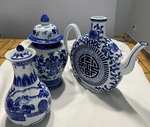 Antique Chinese blue and white porcelain Decorative 3 PCs Set. - Picture 1 of 11