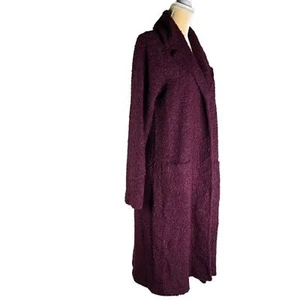 Lisa Rinna Collection Long Line Burgandy Popcorn Sweater Coat Snap Close Pockets - Picture 1 of 11