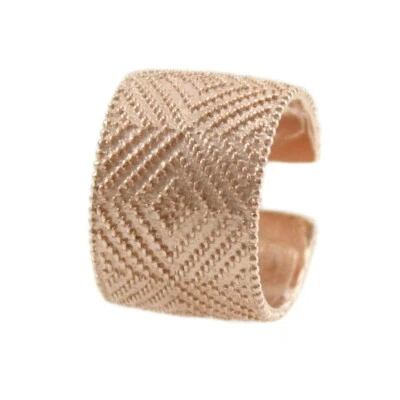 Anello fascia Fede Sarda in argento PVD oro rosa a pallini stile tappeto sardo - Immagine 1 di 4