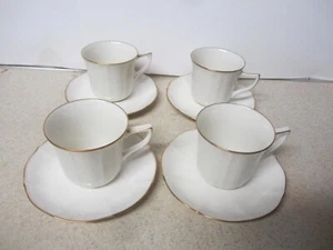 Lot of 4 sets Noritake Ivory China Chandon Gold Trim Cup and Saucer 7306 - Picture 1 of 8