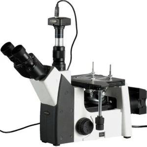 AmScope 50X-1250X Inverted Trinocular Metallurgical Microscope + 1.3MP Camera - Picture 1 of 8