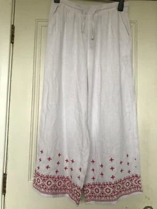 NEXT Size 16 Long White Linen Rich Long Embroidered Shorts Brand New with Tags - Picture 1 of 24