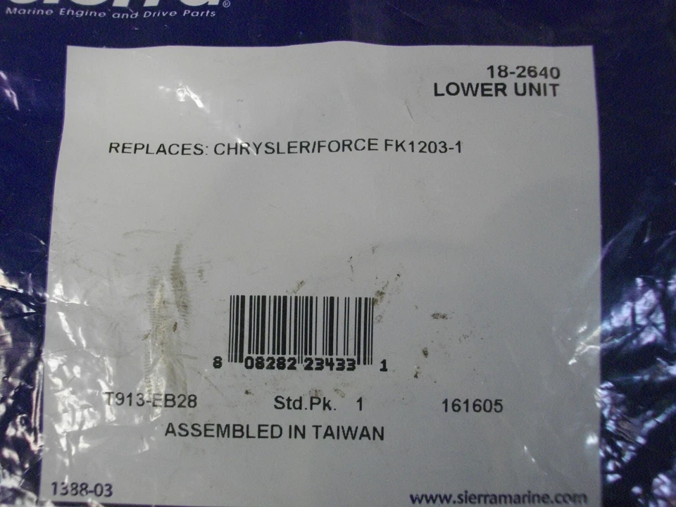 Sierra Marine 18-2640 Outboard Lower Unit Seal Kit Chrysler Force FK1203-1 - Image 1 of 4