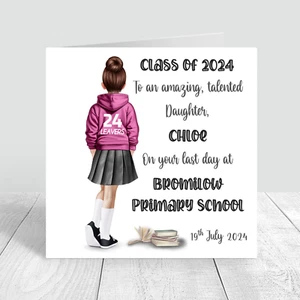 Personalised Y6 Girls School Leavers Card, Last Day Primary School, 1197 - Picture 1 of 8
