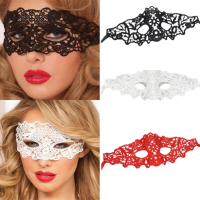 Black Lace Mask Masquerade Eye Face Eyemask Women Party Halloween Cosplay AU - Image 1 of 4
