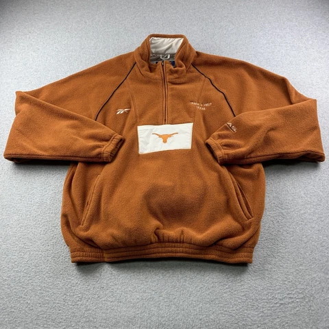 Vintage Reebok Texas Longhorns 1/4 Zip Fleece Adult Large Track & Field UT Cover