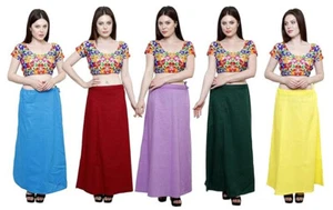 Traditional Readymade Cotton Straight Shapewear Women Girl Saree Underskirt- 5PC - Picture 1 of 5