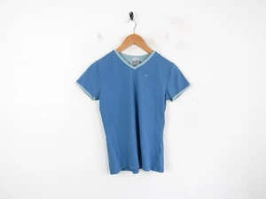 Womens Nike Vintage Blue Stretch V-Neck Vintage 90's Short Sleeve T-shirt Top M - Picture 1 of 10
