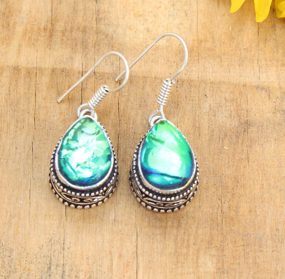 Pendiente de joyería hecho a mano de plata de ley 925 con piedras preciosas de ópalo triplete talla 1,20" Foto 1 de 1