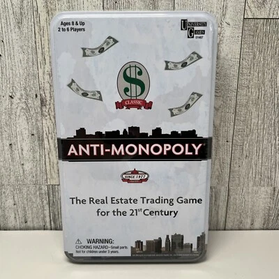 Anti-Monopoly Board Game Tin Travel Size Real Estate Trading Game - Image 1 of 4