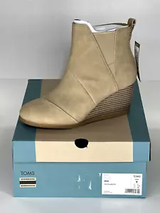 Toms Women's Jillian Wedge Booties | Tan Suede PU | Size 7 - NEW - Picture 1 of 8