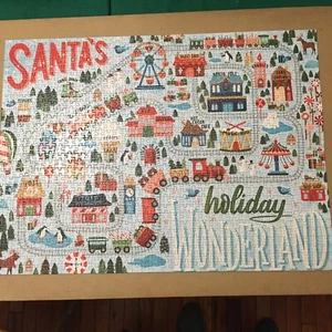 Santa's Holiday Wonderland 1000 Pc Jigsaw Puzzle Galison Good Co Complete - Picture 1 of 8