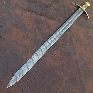 Mango de espada de acero de Damasco Hecho a mano vikingos valhalla Rose Woed - Imagen 1 de 5