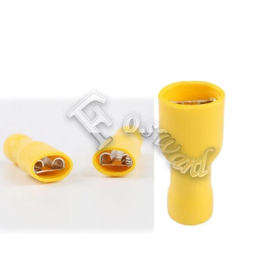 100pcs Yellow 9.5mm Insulated Female Spade Crimp Connector Wire Cable Connector - Image 1 of 2