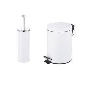 Set spazzole WC pattumiera pedali 3 L - Bianco - Foto 1 di 6