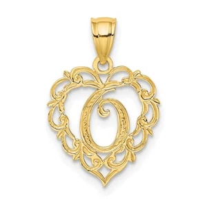 14KY Heart Script Letter O Initial Charm - Picture 1 of 4
