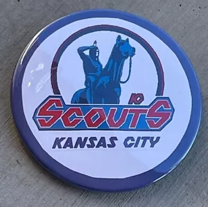 Vintage 3.5” Diameter NHL Kansas City Scouts Defunct Team Rare Pin Back Button D - Picture 1 of 4