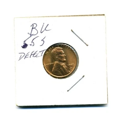 1955-S Lincoln Wheat Penny BU With Bubble In "5" Error Defect - Image 1 of 2