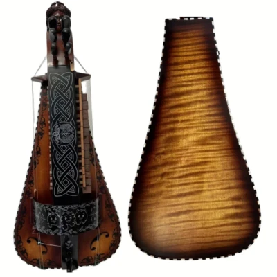 Carved scroll Hand Made Whole Maple wood 6 strings 24 keys Hurdy Gurdy - Image 1 of 4