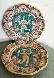 PAAR ALTE POLYCHROME DERUTA Fayence Teller - Bild 1 von 16