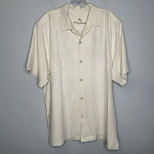 Tommy Bahama Ivory 100% Silk Short Sleeve Tahitian Border In Continental Shirt L - Picture 1 of 10