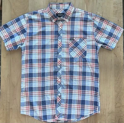 Camisa Brixton Para Hombres Manga Corta Botón a Cuadros Ligera Mezcla de Algodón Mediana Foto 1 de 4