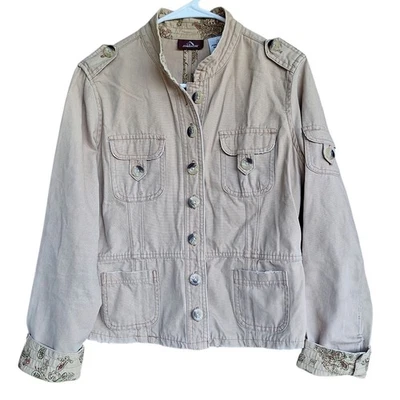 Chaqueta utilitaria de colección Y2K Jordache Ejército Grunge Junior talla XL puños de cachemira años 00 90 Foto 1 de 4