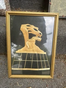 Vintage Warszwa Polish Art Straw Wood Emblem - Bild 1 von 1