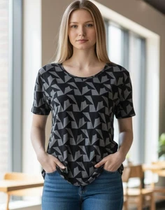 Lularoe Gr. S Pullover Kurzarm Oberteil, schwarz/grau Art Deco. NS-28 - Bild 1 von 9