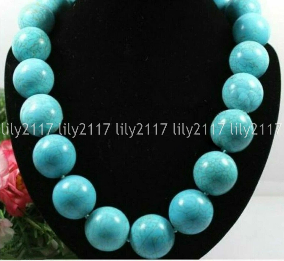 Enorme collar de cuentas redondas de piedras preciosas azules naturales de 20 mm 14-36 pulgadas Foto 1 de 4