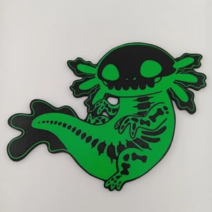 3D Printed - Display Sign - Slime Skeleton Axolotl - Halloween - 5”x7”x0.1” - Picture 1 of 3