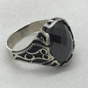 Used Vintage Sterling Silver 925 Men's Ring Jewelry Black Onyx stone US SIZE 10 - Picture 1 of 7