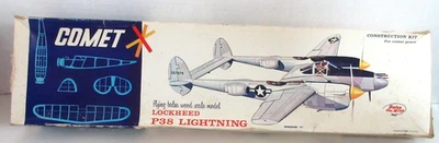 Rare  Comet "Lockheed Lightning P-38" Flying Scale Model Plane Kit P5 34"WS - Image 1 of 4