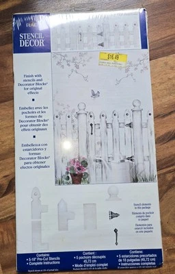 NEW SEALED PACKAGE Plaid Stencil Decor Stencil Picket Fences Pattern #26852 1997 - Image 1 of 4