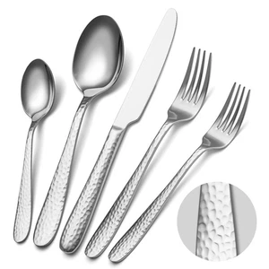 Hammered Silverware Set, 40-Piece Stainless Steel Flatware Set for 8, Mirror ... - Picture 1 of 7