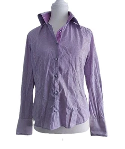 Tonelli Purple Pinstripe & Polka Dot Long Slv Cotton Stretch Shirt Blouse Sz M - Bild 1 von 8