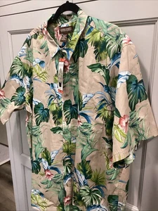 Cooke Street XXL Honolulu Classic Hawaiian Tan Hibiscus Print Shirt Cotton NWT - Picture 1 of 9