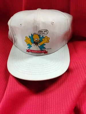 1990 Homer Simpson All-American Dad Why You Little--! White Canvas Ball Cap - Image 1 of 4