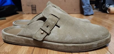 Vince Men's 13 Beige Essex Suede Leather Flat Casual Preppy Clog Shoes Slip On - Image 1 of 4