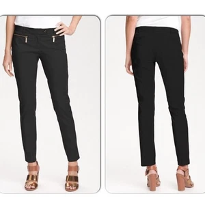 MICHAEL KORS Black Zip Pocket Slim Fit Ankle Cotton Twill Pants Women's Size 8 - Picture 1 of 6