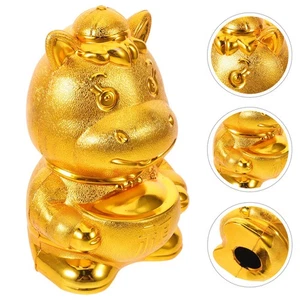  Horse Figurine Money Bank: Golden Animal Coin Container Desktop Decor - Horse - Picture 1 of 12