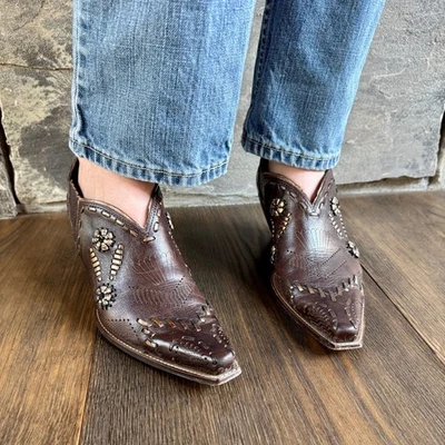 BCBGirls винтажный 90 вышитый с заклепками богемное Western ботильоны 7 коричневый ковбой - Изображение 1 из 4