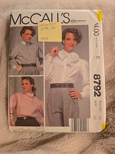 VINTAGE McCall 8792 Misses' BLOUSE Shirt TOP Sewing Pattern SZ 12 B34 UNCUT!! - Picture 1 of 2