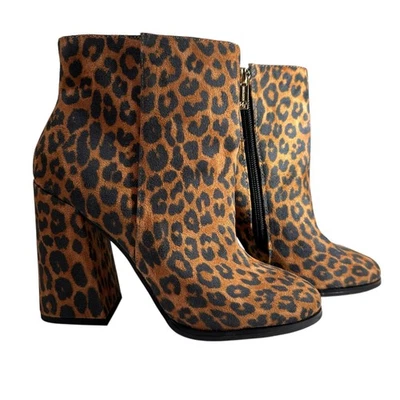 Jessica Simpson Leopard Print Ankle Booties Women's Heel Side Zip Burdete - 5.5 - Image 1 of 4