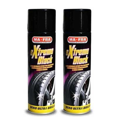 2x MAFRA Extreme Black Nero Gomme Lucidante Gomme Spray 500ML Auto Cod.H0790 - Immagine 1 di 3