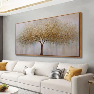 Wall Art Abstract Gold Tree of Life Framed Modern Artwork Canvas Painting Tex... - Picture 1 of 8