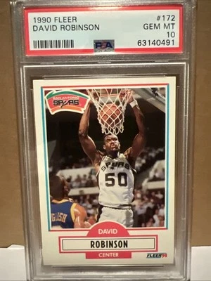 Карта 1990 Fleer NBA San Antonio Spurs David Robinson No172 PSA 10 GEM MT QTY - Изображение 1 из 3