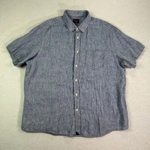 UNTUCKit Men's Shirt 2XL Blue Short Sleeve Button Up 100% Linen Casual - Picture 1 of 10