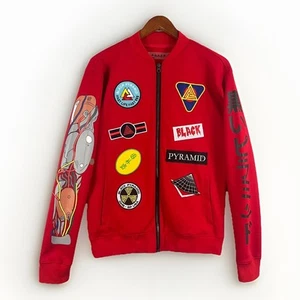 Black Pyramid Track Jacket Men's Small Red BP Champion Patch Graphic Streetwear - Picture 1 of 5